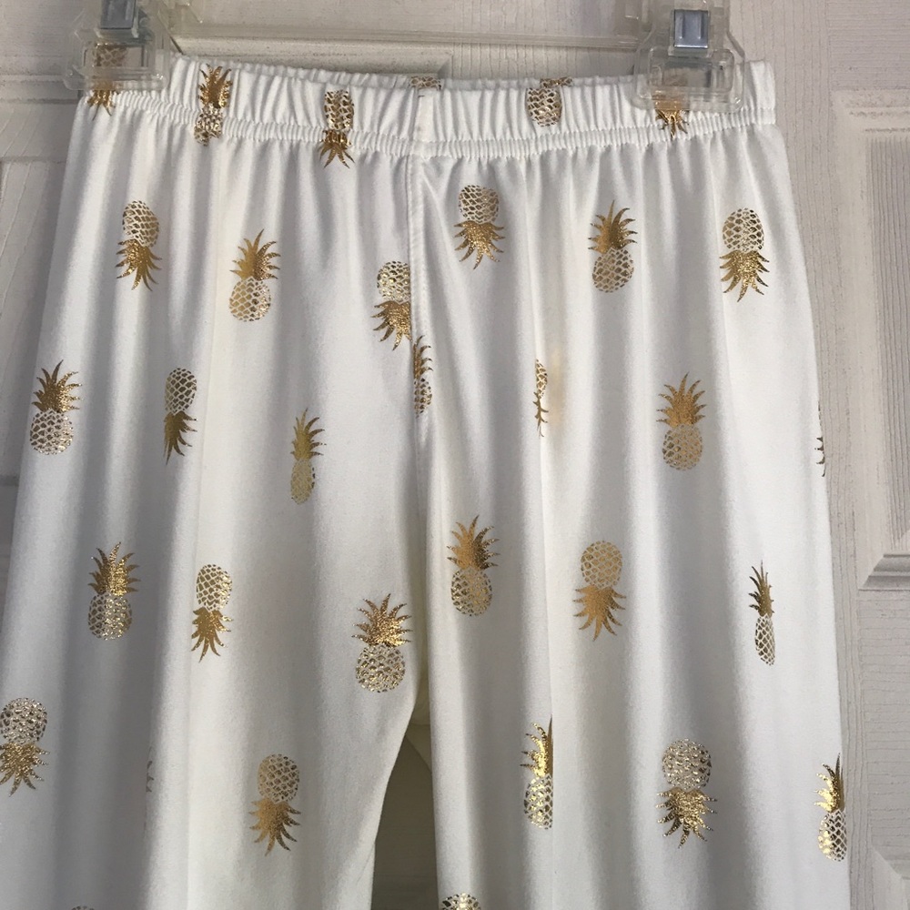 Simply southern white leggings gold pineapples os - Picture 1 of 3